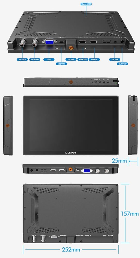 10.1" LILLIPUT A11 monitor, 4K HDMI, 3G-SDI, VGA