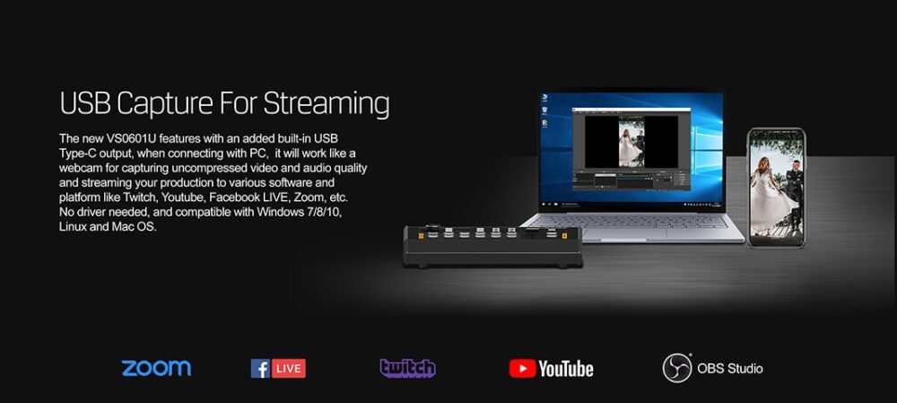 AVMATRIX VS0601U mini 6ch SDI/HDMI multi-format streaming video switcher