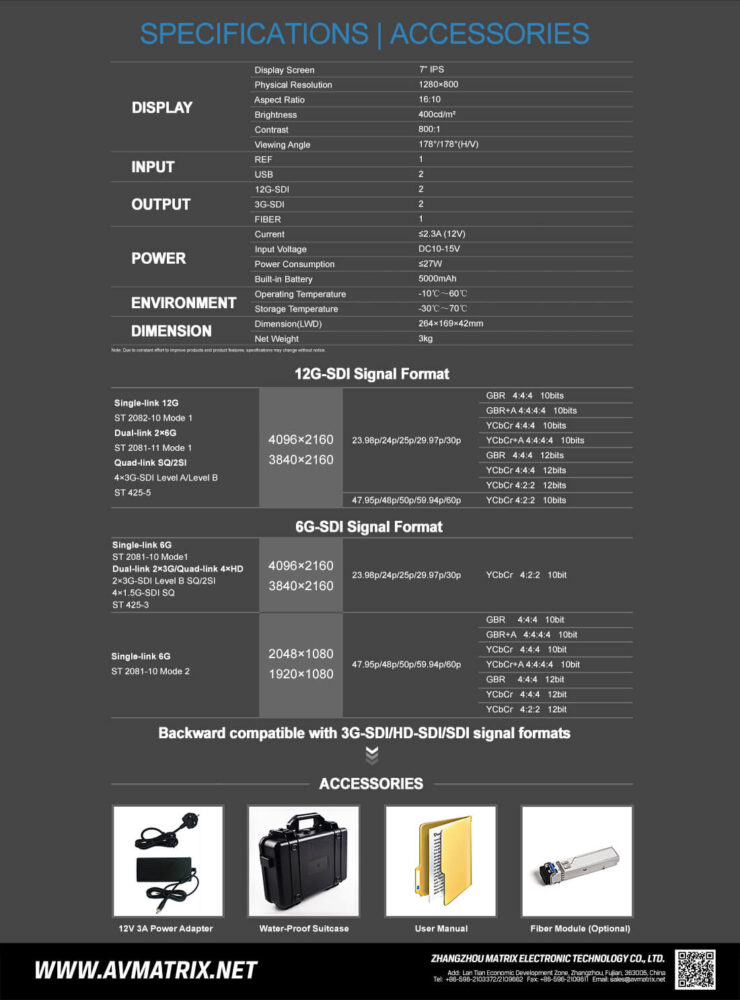 AVMATRIX 12G-SDI 4K HDMI signal generator