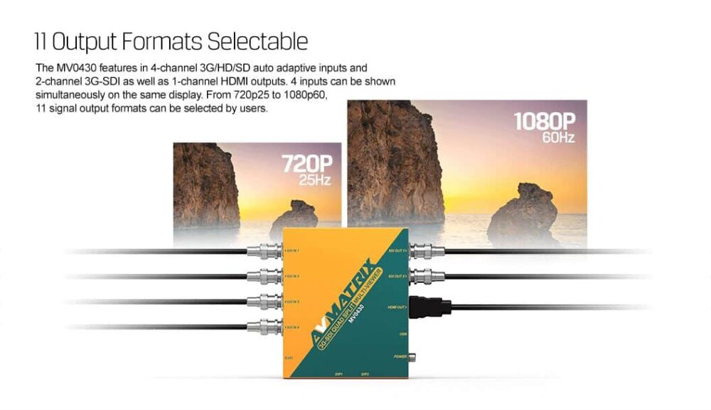 AVMATRIX MV0430 4 channel SDI multiviewer