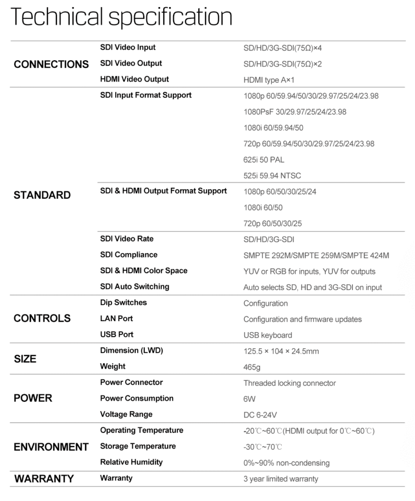AVMATRIX MV0430 4 channel SDI multiviewer