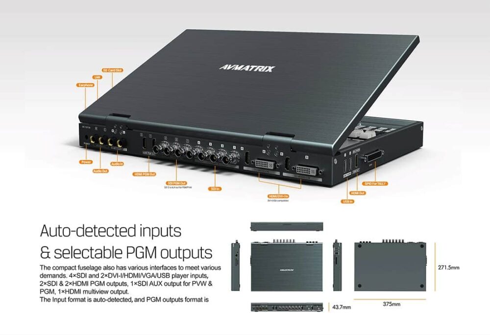 AVMATRIX PVS0615U multi-format 6 channel streaming video switcher