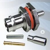 Gigatronix BNC HDTV 12G SDI panel crimp bulkhead jack, RG179, RG179DT