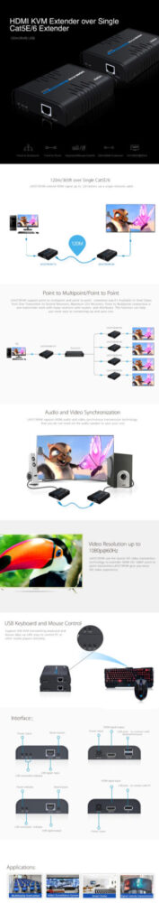 LENKENG LKV373KVM 120m HDMI KVM extender over Network Cable