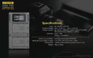 Nitecore USN4 PRO akulaadija SONY NP-FZ100 akudele, USB