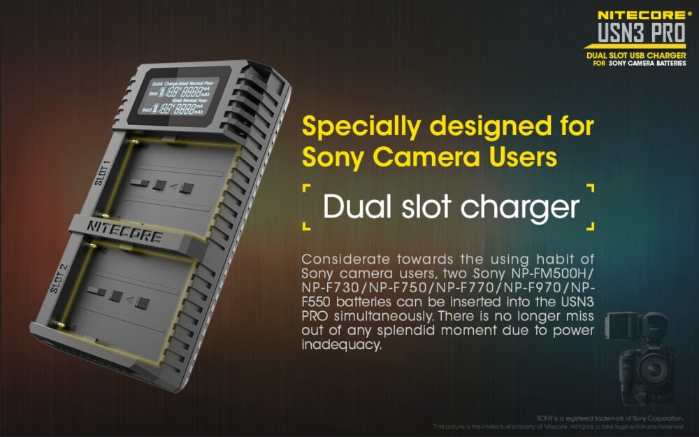 Nitecore USN3 PRO akulaadija SONY akudele, USB