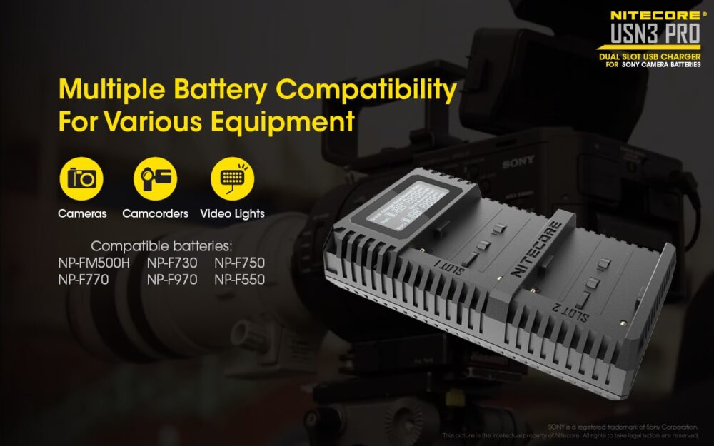 Nitecore USN3 PRO akulaadija SONY akudele, USB