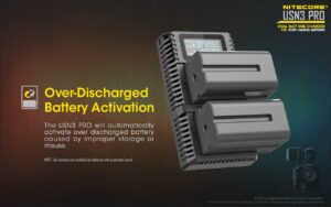 Nitecore USN3 PRO dual slot digital USB charger for Sony NP-F series batteries