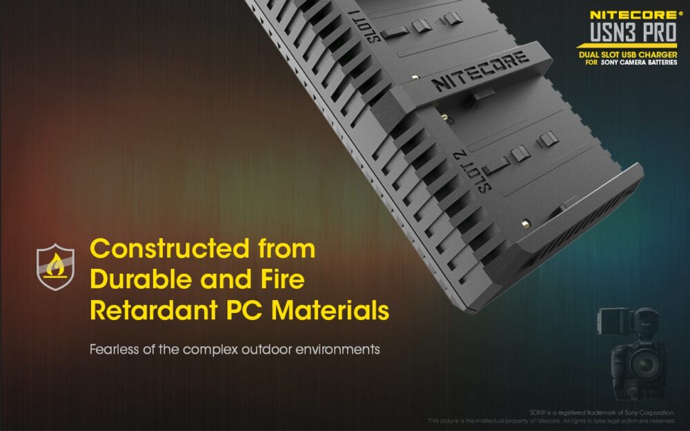 Nitecore USN3 PRO dual slot digital USB charger for Sony NP-F series batteries