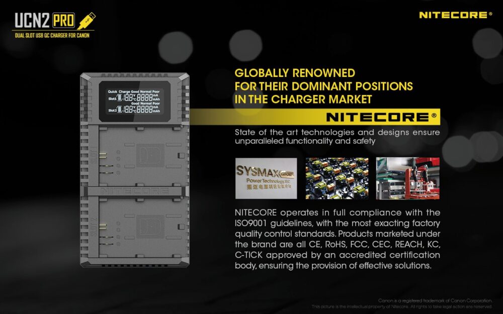 Nitecore UCN2 PRO akulaadija CANON LP-E6N akudele, USB