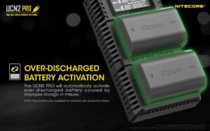 Nitecore UCN2 PRO dual slot digital USB charger for Canon LP-E6N batteries