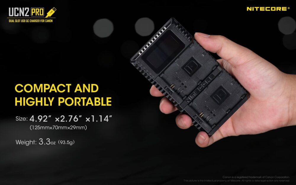 Nitecore UCN2 PRO akulaadija CANON LP-E6N akudele, USB