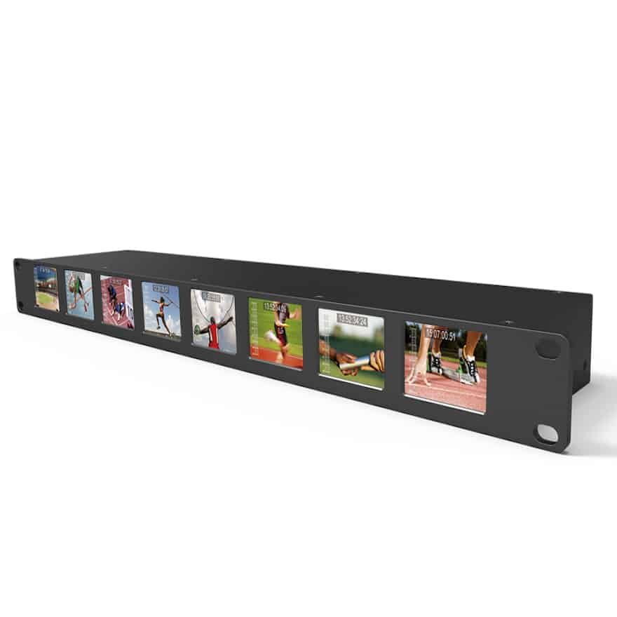 2" LILLIPUT RM-0208S 1RU rackmount 8 monitor panel system, 3G-SDI