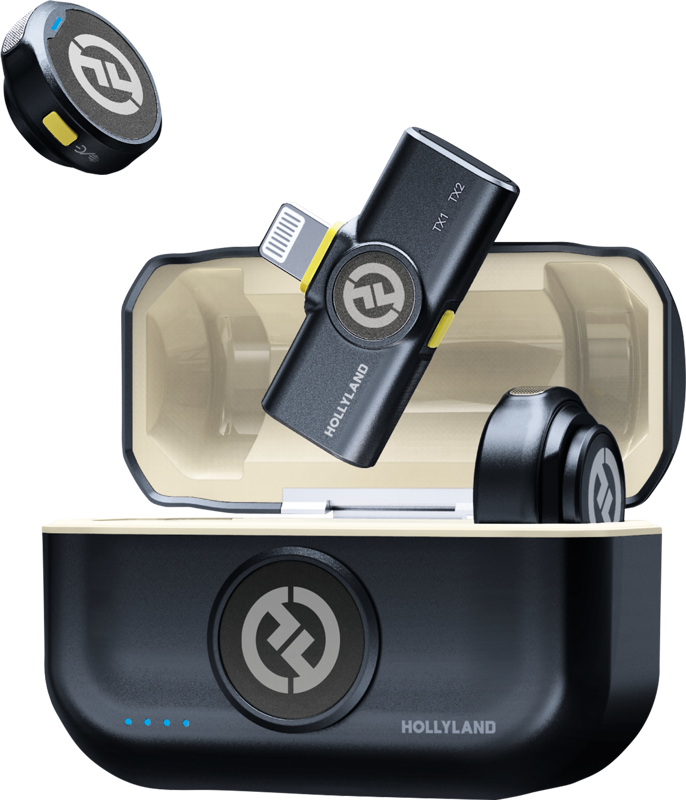 HOLLYLAND Lark M2 Lightning - Wireless Lavalier Microphone with Lightning Plug (Duo,Shine Charcoal)