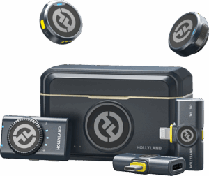 HOLLYLAND Lark M2 Combo - Wireless Lavalier Microphone (Duo, Shine Charcoal)