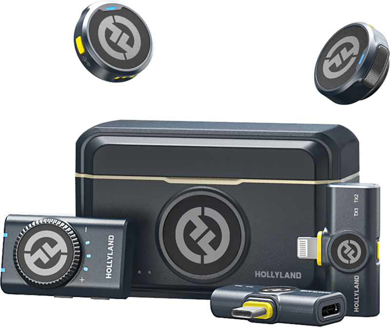 HOLLYLAND Lark M2 Combo - Wireless Lavalier Microphone (Duo, Shine Charcoal)