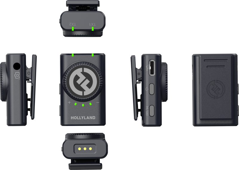 HOLLYLAND Lark M2 Combo - Wireless Lavalier Microphone (Duo, Shine Charcoal)