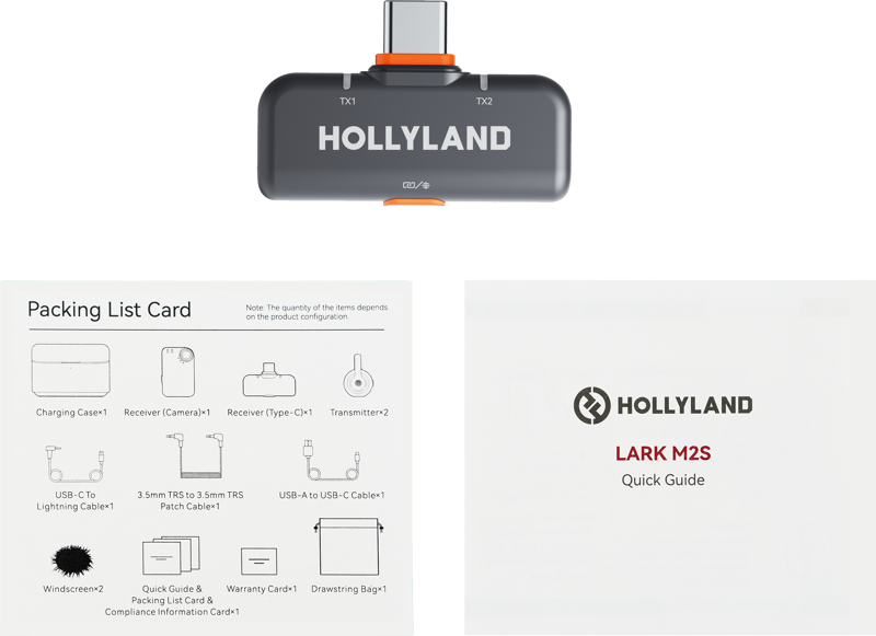 HOLLYLAND LARK M2S USB-C Receiver (Space Gray) Fit for Lark M2S