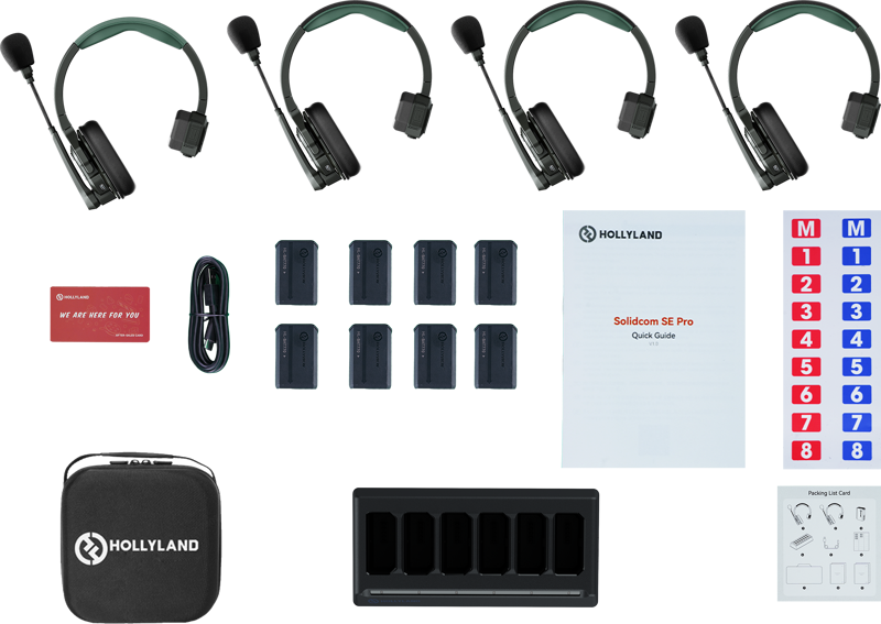 HOLLYLAND Solidcom SE Pro- 4 Person Noise Cancelling Headset Intercom