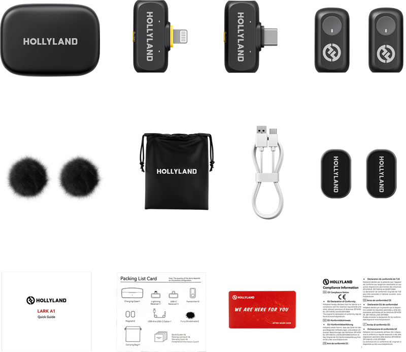 HOLLYLAND LARK A1 Combo with USB-C RX + Lightning RX + Charging Case