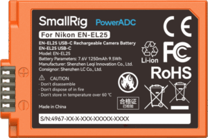 SMALLRIG 4967 EN-EL25 USB-C Rechargeable Camera Battery Orange