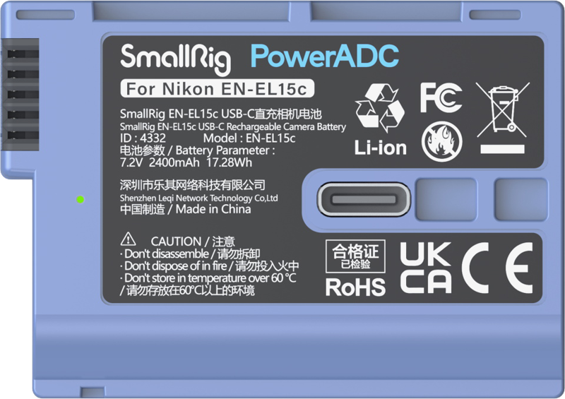 SMALLRIG 4332 Camera Battery USB-C Rechargable EN-EL15c