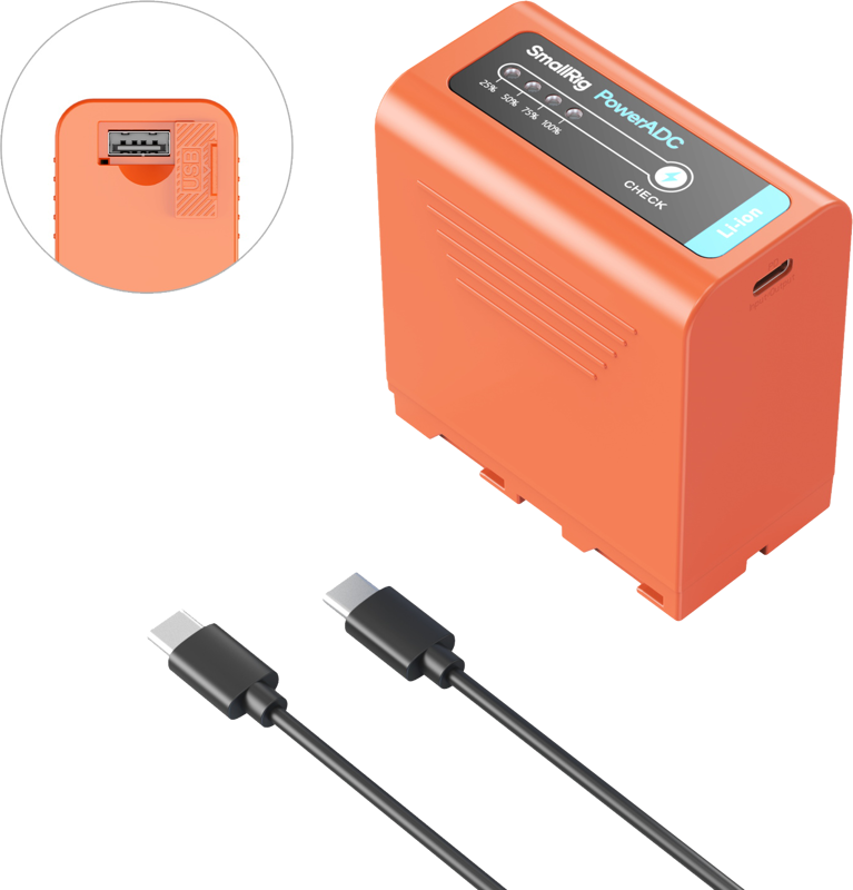 SMALLRIG 4972 NP-F970 USB-C Rechargeable Camera Battery Orange