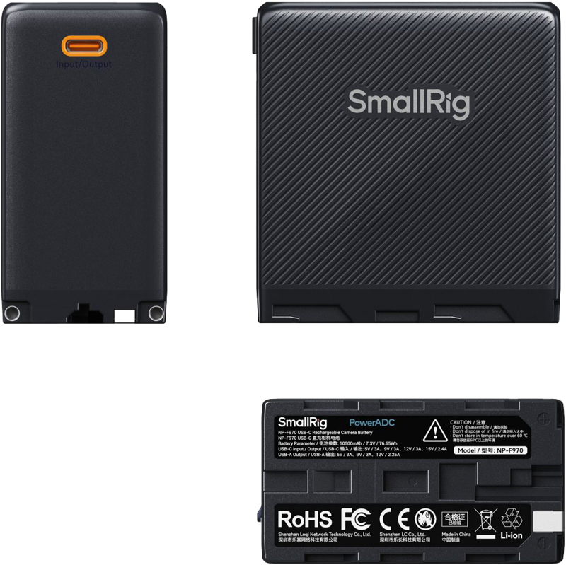 SMALLRIG 4469 Camera Battery USB-C Rechargeable NP-F970 Black