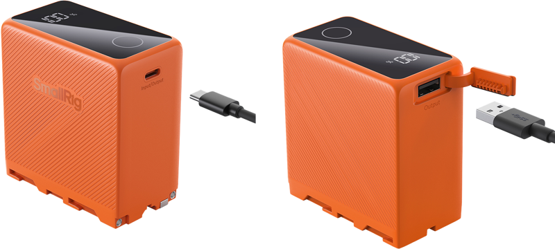 SMALLRIG 4576 Camera Battery USB-C Rechargeable NP-F970 Orange