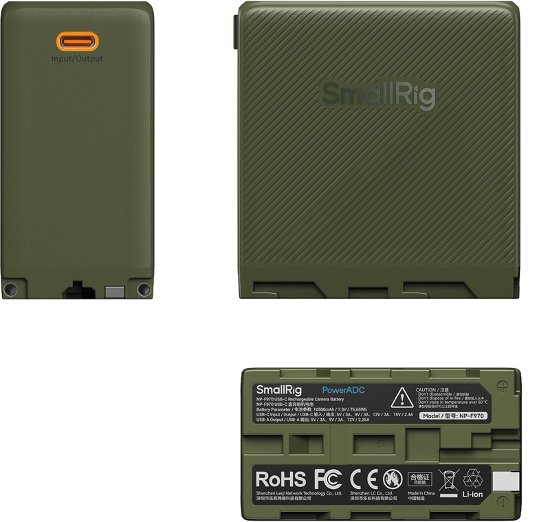 SMALLRIG 4577 Camera Battery USB-C Rechargeable NP-F970 Green