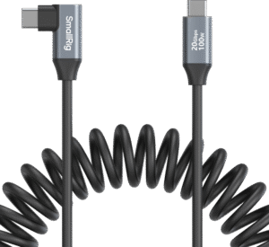 SMALLRIG 4792 USB-C Straight to USB-C Angled Coiled Data Cable