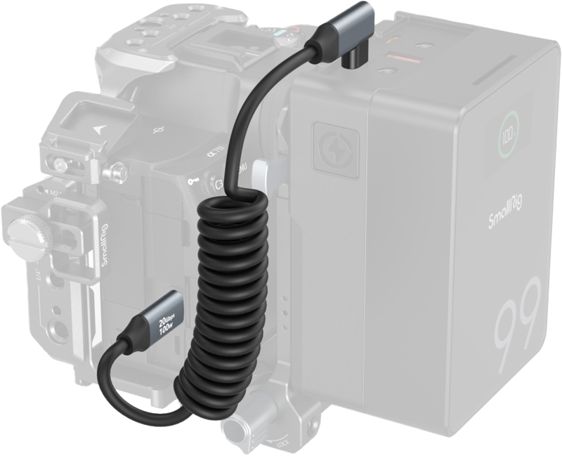 SMALLRIG 4792 USB-C Straight to USB-C Angled Coiled Data Cable