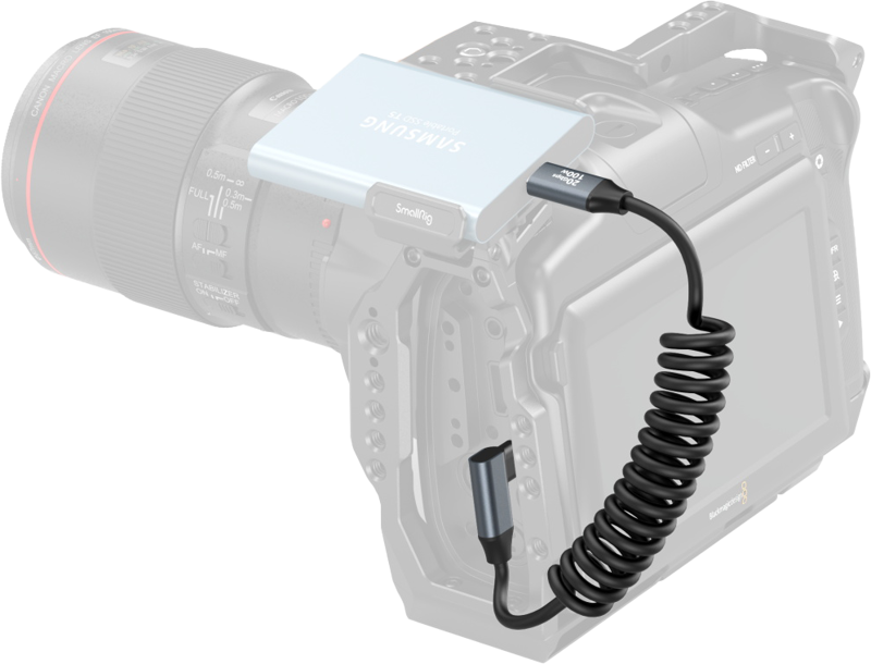 SMALLRIG 4792 USB-C Straight to USB-C Angled Coiled Data Cable