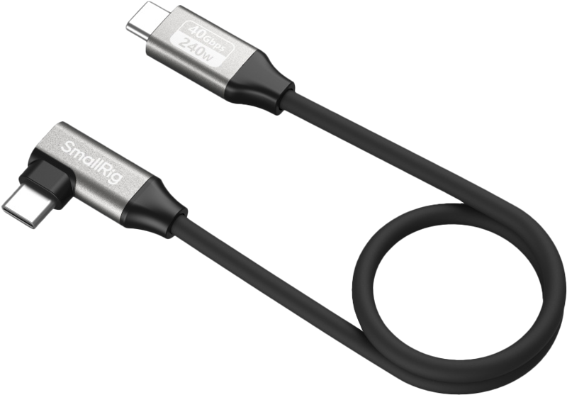 SMALLRIG 5075 USB-C Data Cable (Straight to Angled, 35cm (40Gbps + 240W + 8K)