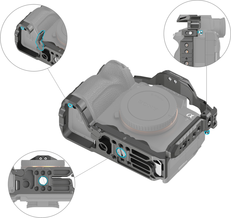 SMALLRIG 4539 HawkLock Quick Release Advanced Cage Kit for Sony Alpha 7R V / 7 IV / 7S III