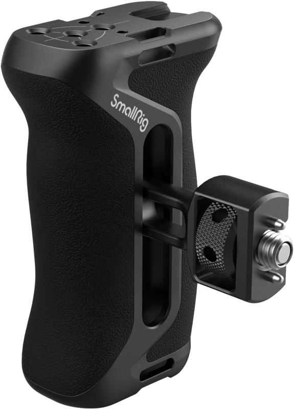 Designed to facilitate camera movement and stabilize dual-handed shooting while providing basic mounting points. The interface has a stretchable design
