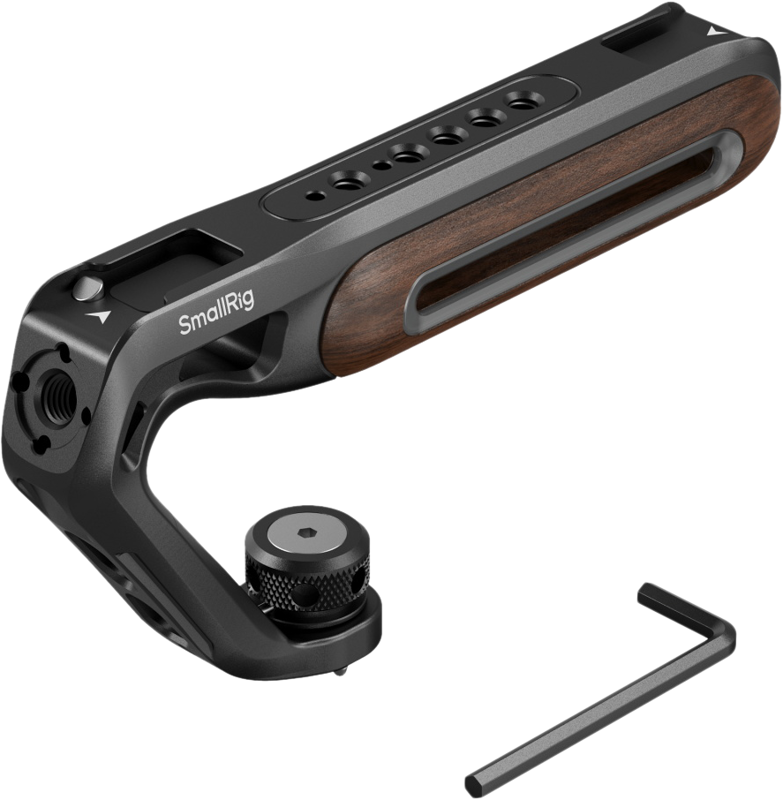 SMALLRIG 5252 Wooden Top Handle with 1/4''-20 and ARRI 3/8''-16 Locating Screw