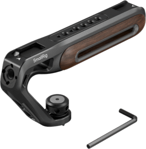 SMALLRIG 5252 Wooden Top Handle with 1/4''-20 and ARRI 3/8''-16 Locating Screw