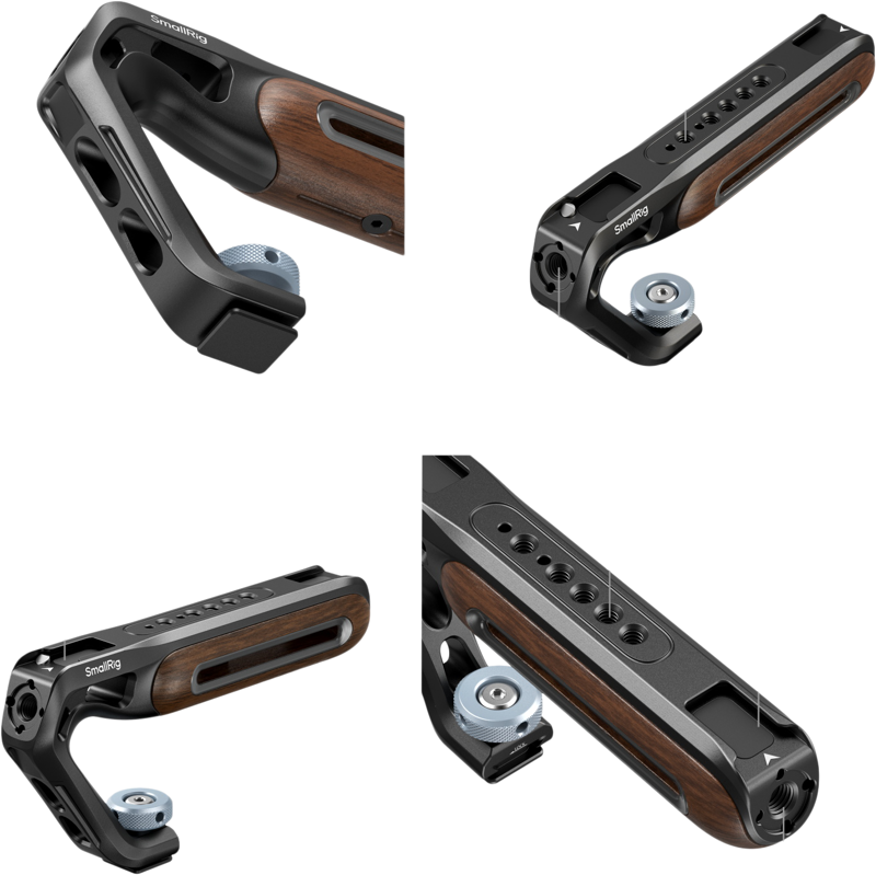SMALLRIG 5250 Wooden Top Handle with Cold Shoe Mount