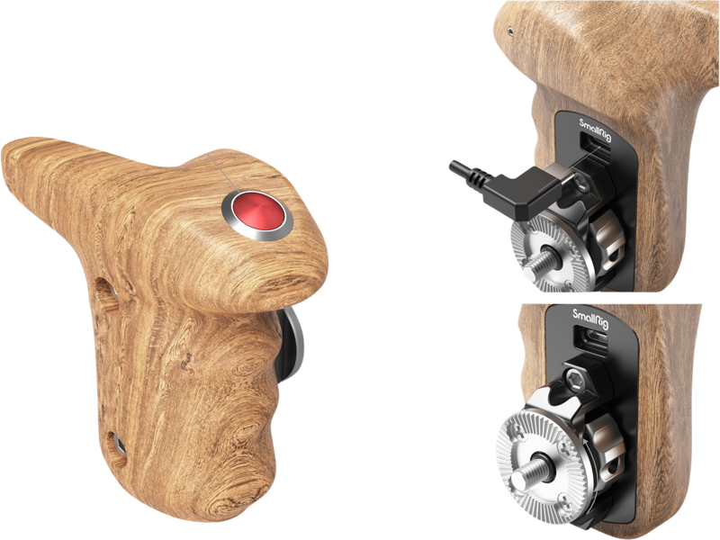 SMALLRIG 3324 Rosette Side Handle Wood with Record Start/Stop Remote Trigger