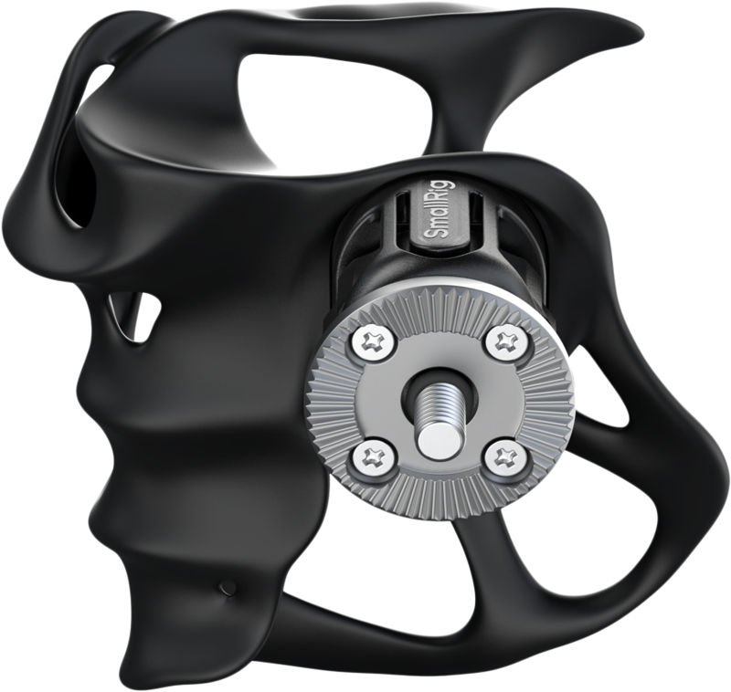 it attaches to compatible cages via ARRI rosette adapters or shoulder rig extension arms