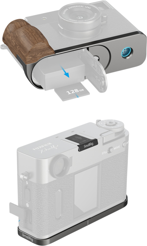 SMALLRIG 5394 L-Shaped Mount Plate with Wooden Handle for FUJIFILM X half Charcoal Silver