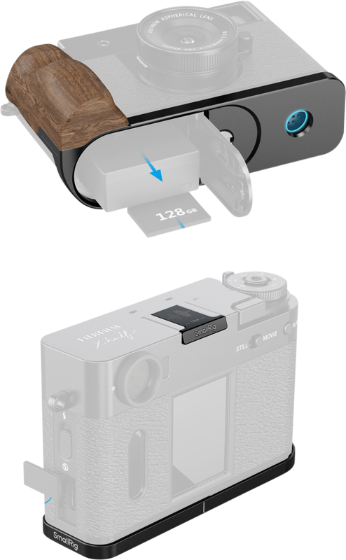 SMALLRIG 5224 L-Shaped Mount Plate with Wooden Handle for FUJIFILM X half Black