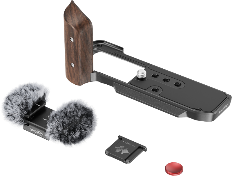 SMALLRIG 5260 L-Shape Mount Plate with Wooden Handle for FUJIFILM X-M5 Black