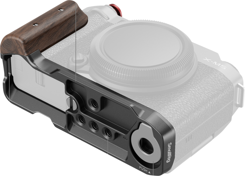 SMALLRIG 5260 L-Shape Mount Plate with Wooden Handle for FUJIFILM X-M5 Black