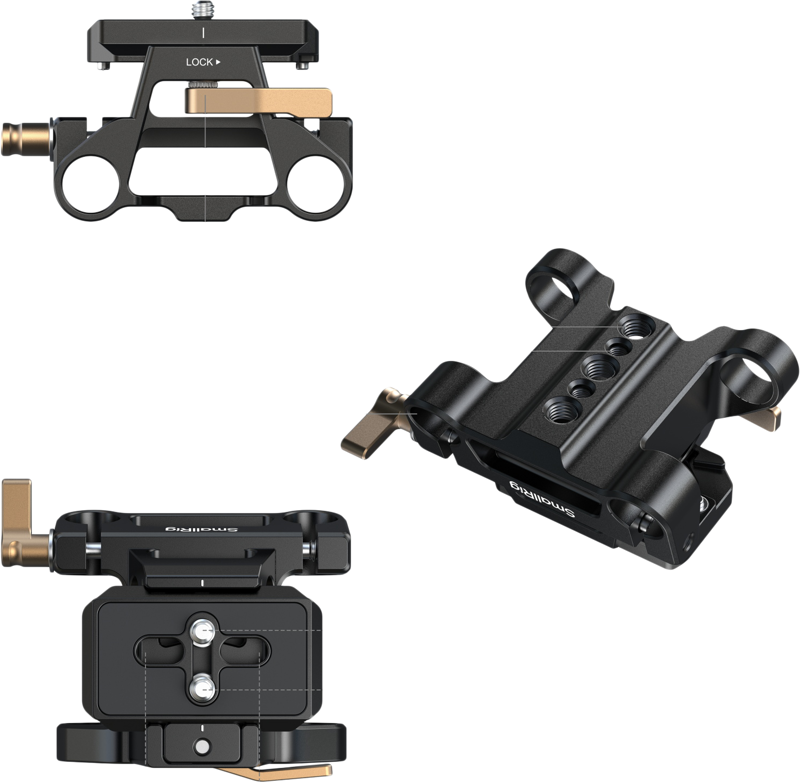 SMALLRIG 5365 Arca-Type Mount Plate Kit with 15mm Dual Rod Clamp