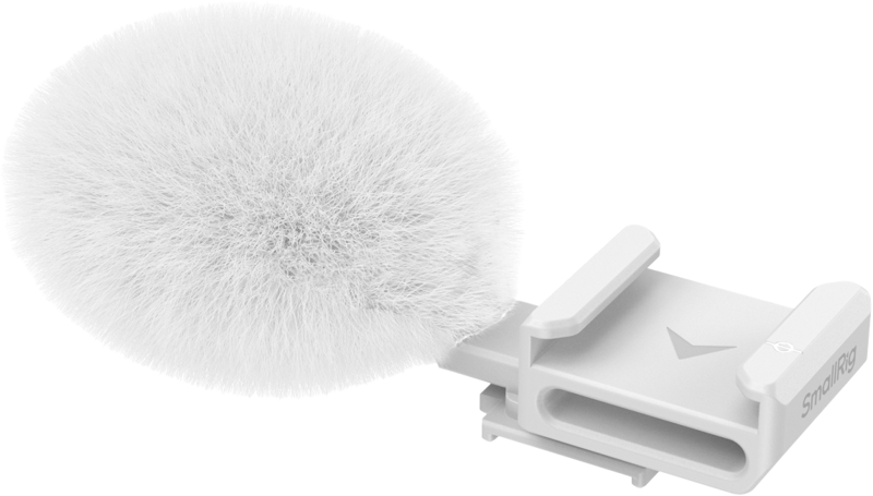 SMALLRIG 4734 Cold Shoe Adapter with Furry Windscreen for Sony ZV series cameras (white)