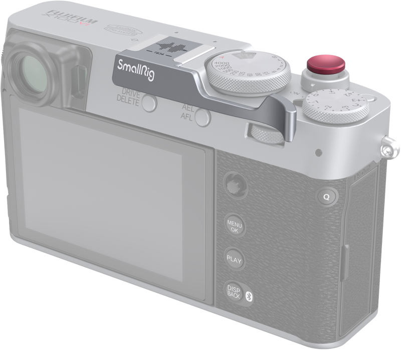 Designed to enhance the grip and improve safety when holding the camera with one hand. The thumb grip is easily installed by sliding into the camera hot shoe.