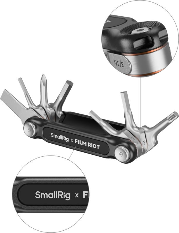 SMALLRIG 4374 x FILM RIOT 7-in-1 Folding Wrench Set with Multiple Angle Positioning Black
