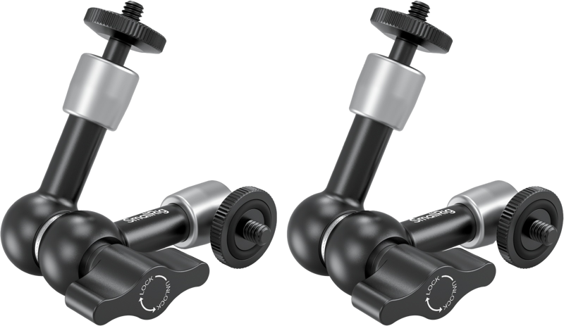 Equipped with 1/4"-20 screws on both ends. One end connects to monitors